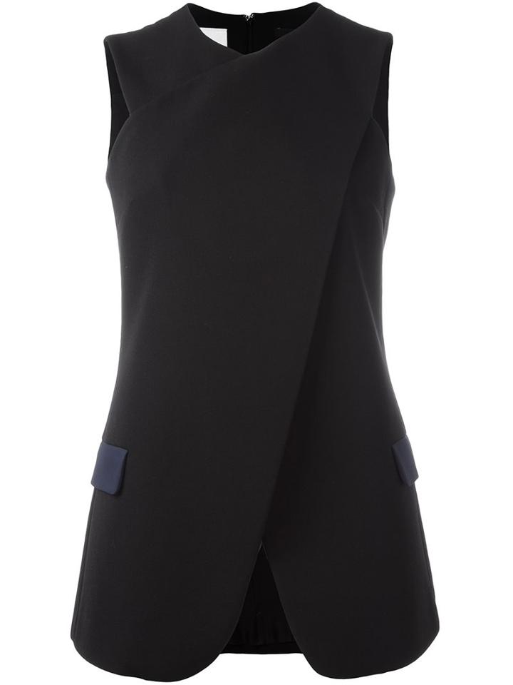 Paul Smith Crossover Front Sleeveless Blouse, Women's, Size: 40, Black, Cupro/virgin Wool