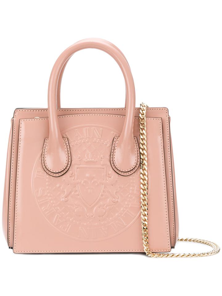 Balmain Mini Embossed Tote - Pink & Purple