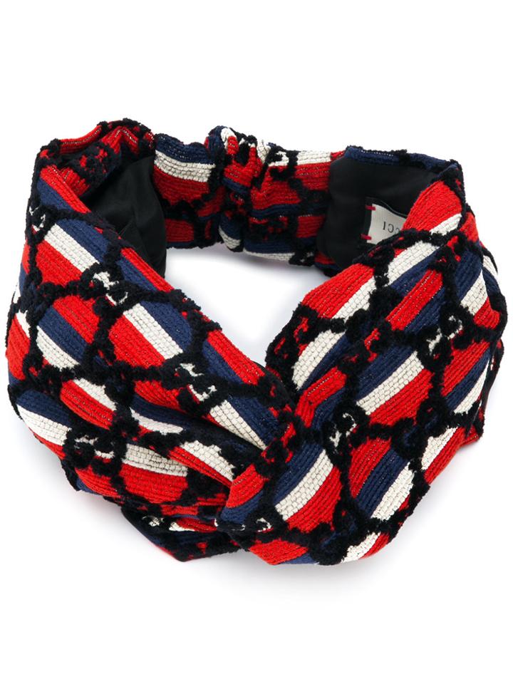 Gucci Gg Striped Headband - Red