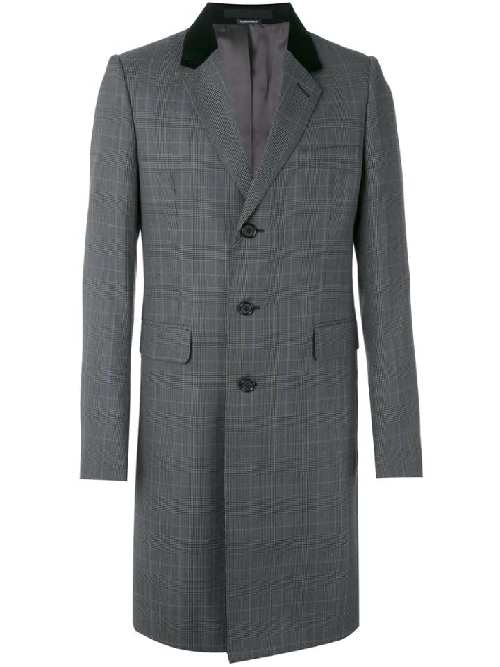 Alexander Mcqueen Check Single-breast Coat - Grey