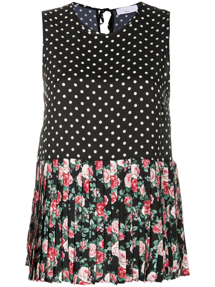 P.a.r.o.s.h. Polka Dot Pleated Panel Top - Black