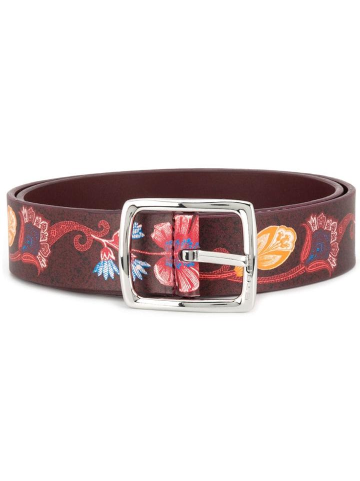 Etro Floral Print Buckle Belt - Red