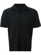 Homme Plissé Issey Miyake Pleated Polo Shirt, Men's, Size: 2, Black, Polyester