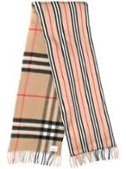 Burberry Striped Check Scarf - Neutrals