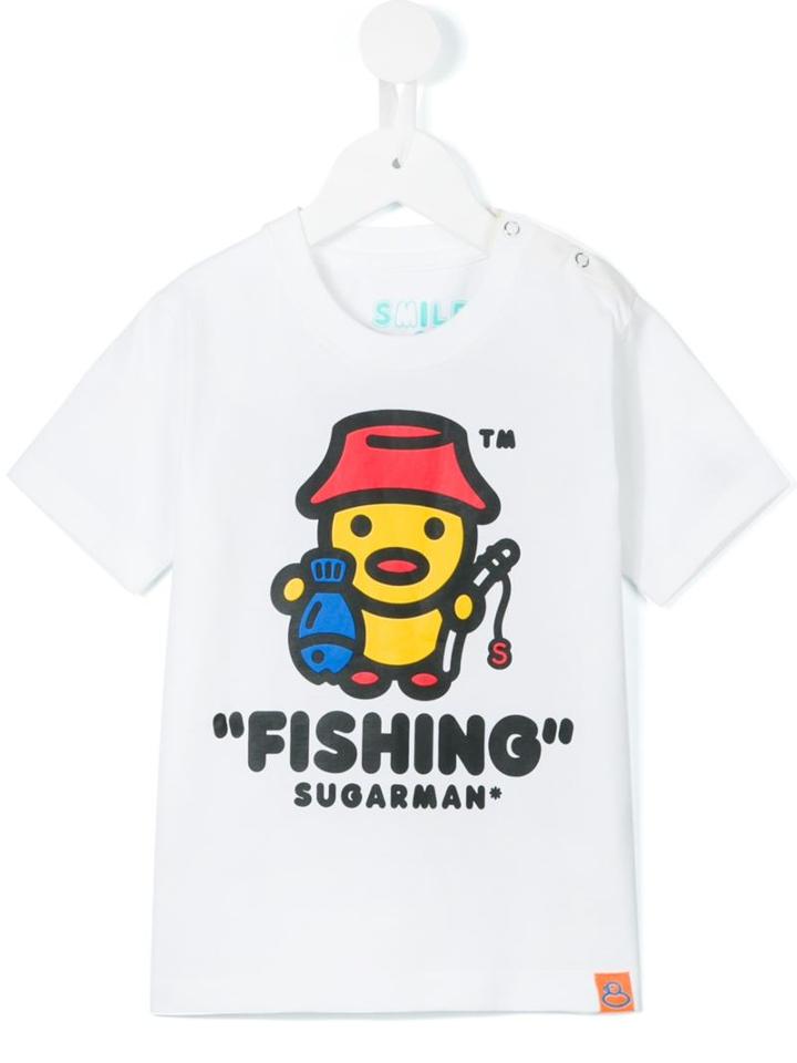 Sugarman Kids Fishing Print T-shirt, Boy's, Size: 7 Yrs, White
