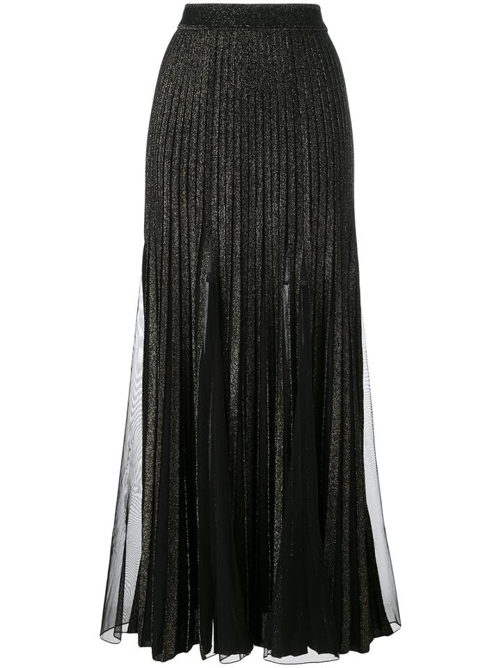 Elie Saab - Metallic Pleated Skirt - Women - Polyester/viscose - 38, Black, Polyester/viscose