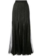 Elie Saab - Metallic Pleated Skirt - Women - Polyester/viscose - 38, Black, Polyester/viscose