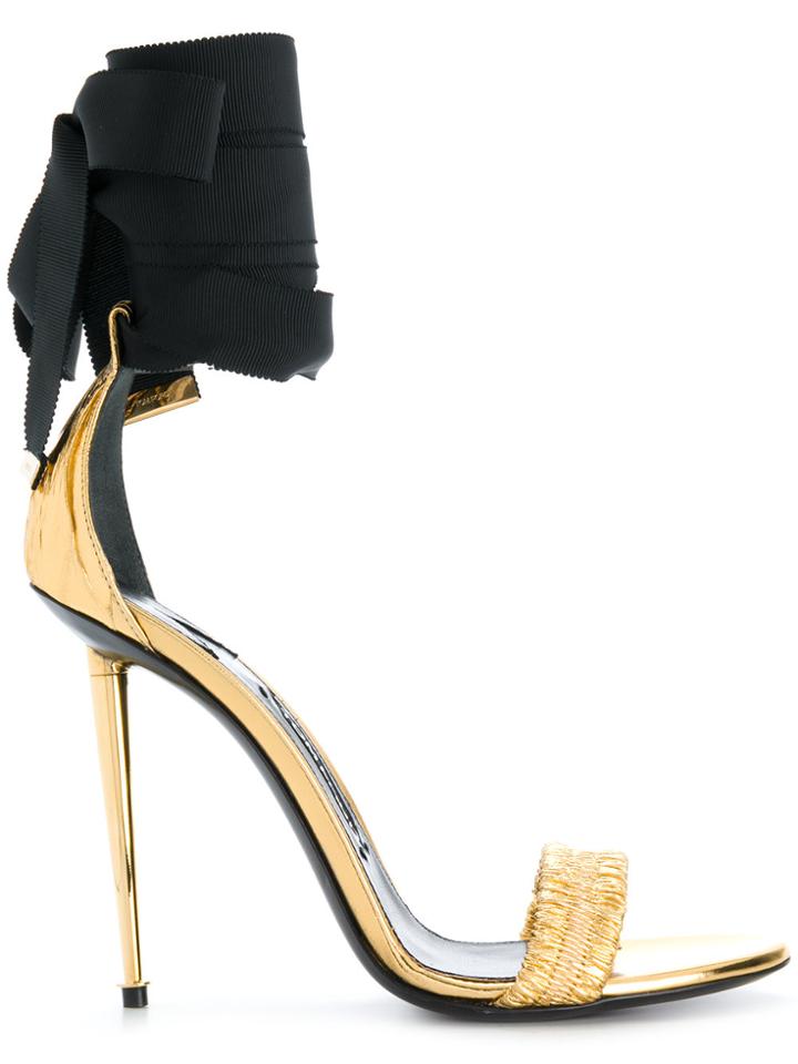 Tom Ford Ankle-tie Open-toe Sandals - Metallic