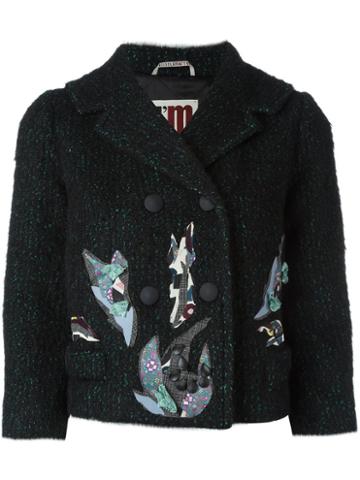 I'm Isola Marras Patch Detail Cropped Jacket, Women's, Size: 42, Black, Acrylic/polyamide/polyester/alpaca