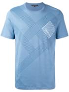 Michael Michael Kors - Logo Print Striped T-shirt - Men - Cotton - Xxl, Blue, Cotton