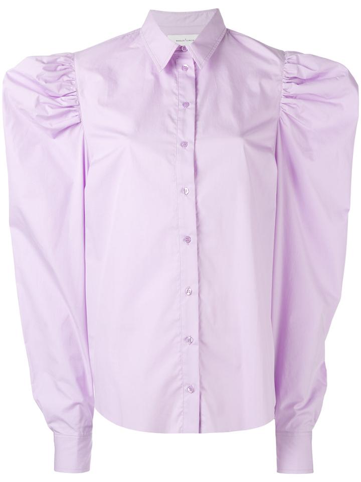 Marques'almeida - Wide-shoulder Shirt - Women - Cotton - S, Pink/purple, Cotton
