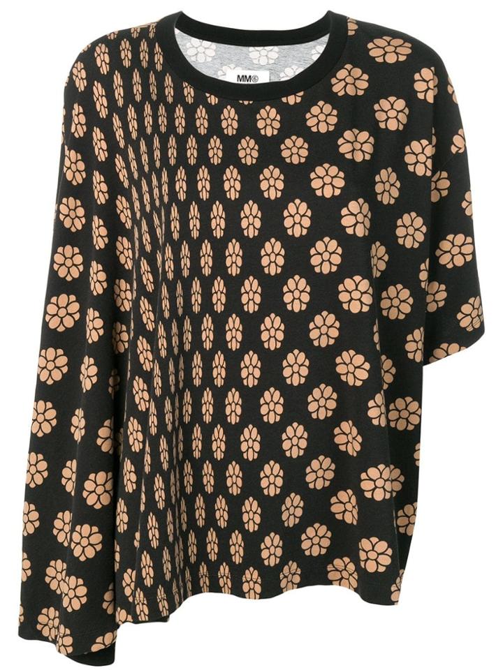 Mm6 Maison Margiela Asymmetric Floral Top - Black