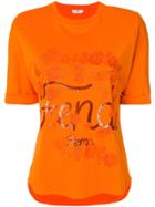 Fendi Logo Embroidered T-shirt - Yellow