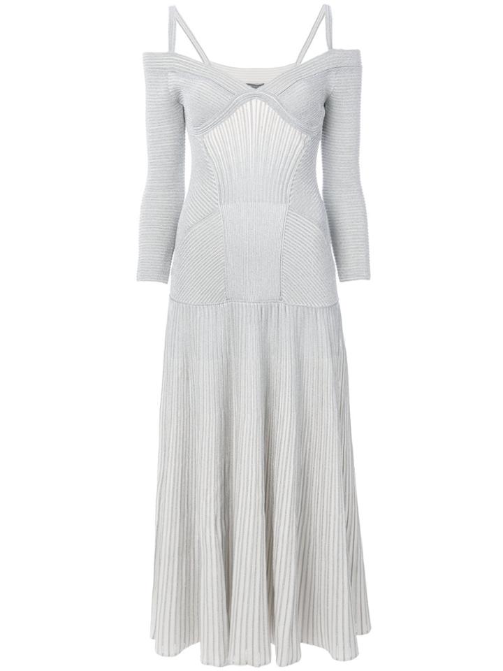 Alexander Mcqueen Ribbed Jersey Knit Dress - Metallic