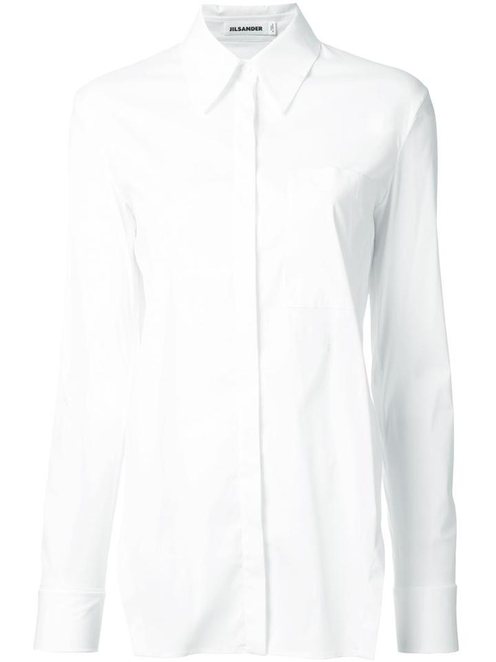 Jil Sander Chest Pocket Shirt, Women's, Size: 38, White, Cotton/polyamide/spandex/elastane