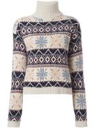 Roberto Collina Patterned Roll Neck Sweater, Women's, Size: Small, Nude/neutrals, Wool