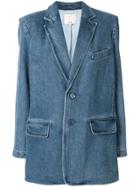 Tibi Mid Denim Mtch Stone Wash Denim Blazer - Blue