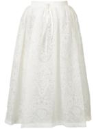 Vera Wang Full Floral Lace Skirt, Women's, Size: 0, White, Silk/nylon