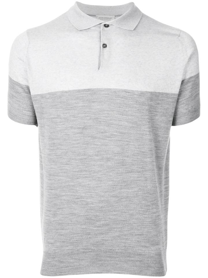 John Smedley Colour Block Polo Shirt - Grey
