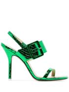 Attico Green Mariah Python Effect Sandals