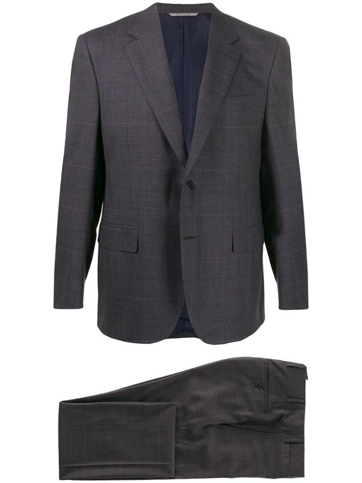 Canali Single-breasted Checked Suit - Blue