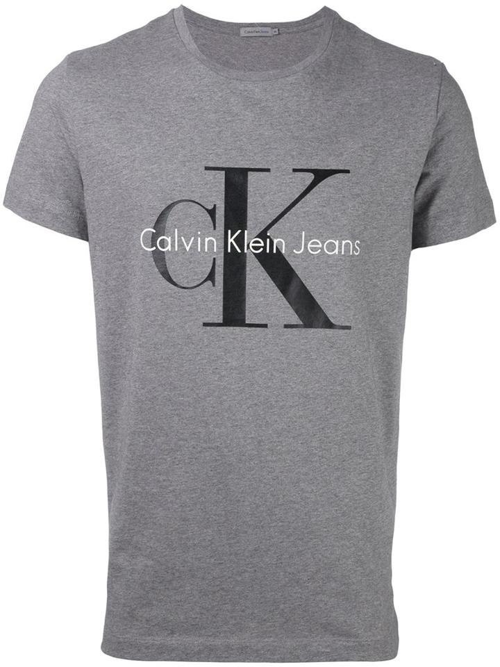 Calvin Klein Jeans Logo Print T-shirt, Men's, Size: Xl, Grey, Cotton