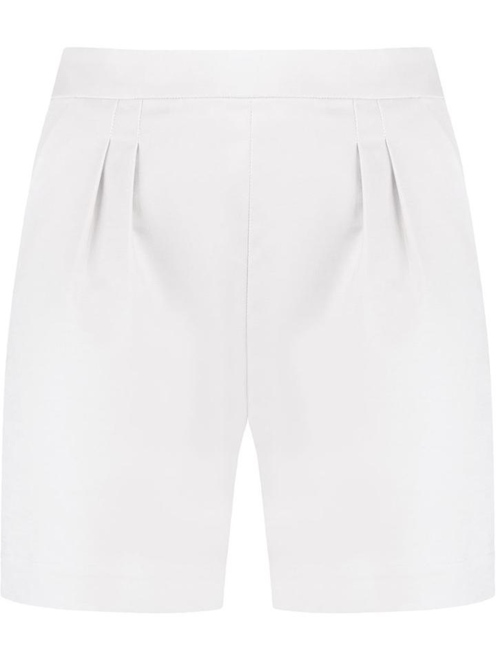 Andrea Marques Pleat Detail High Waisted Short, Women's, Size: 38, White, Cotton/spandex/elastane