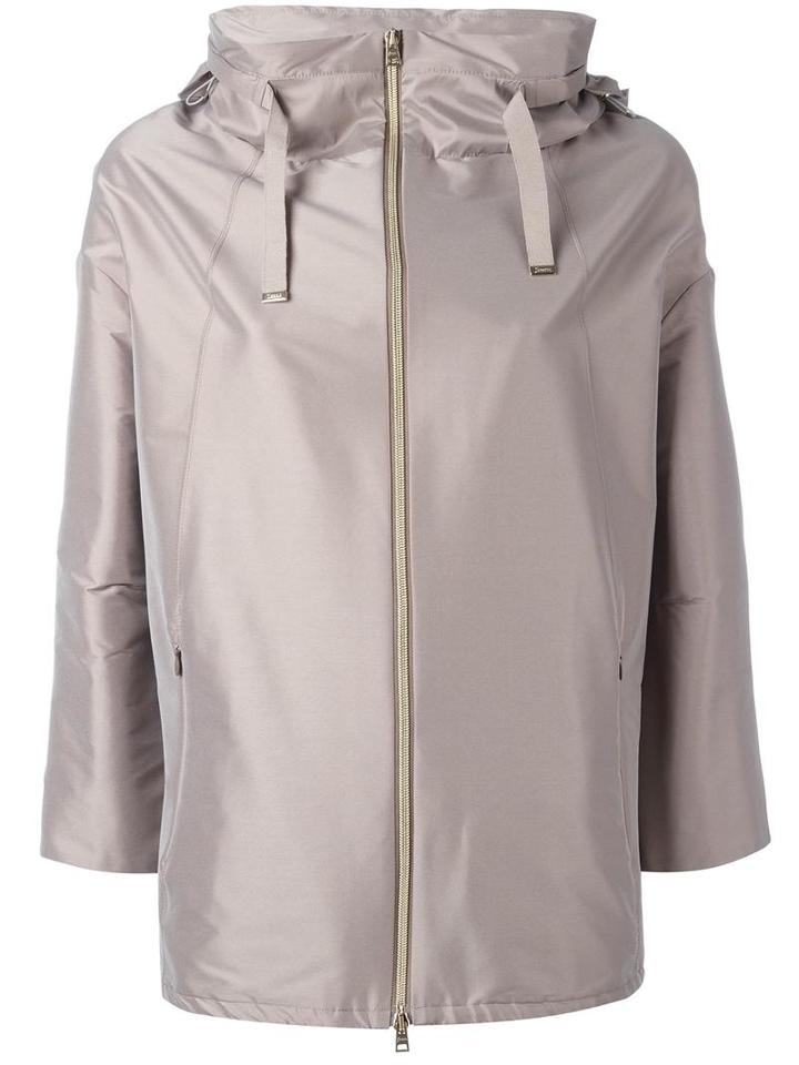 Herno Three-quarters Sleeve Hooded Coat, Women's, Size: 40, Nude/neutrals, Polyamide/polyester/acetate