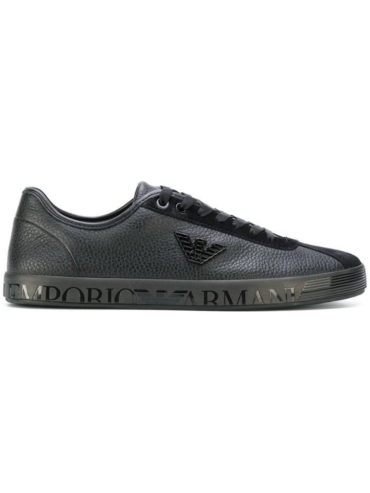 Emporio Armani Logo Plaque Sneakers - Black