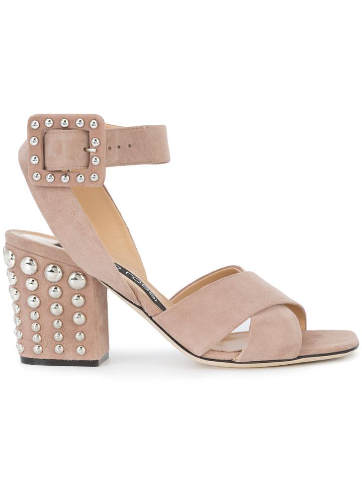 Sergio Rossi Studded Buckle Sandals - Nude & Neutrals