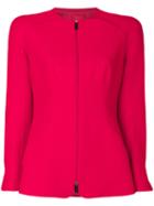 Giorgio Armani - Structured Zipped Blazer - Women - Silk - 40, Red, Silk