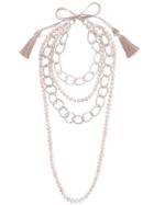 Night Market Pearl And Bead Layered Necklace - Pink & Purple
