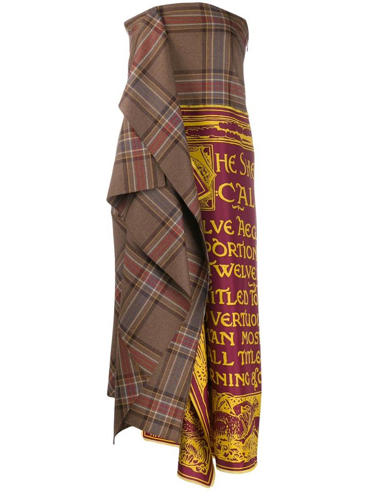 Lanvin Tartan Strapless Dress - Brown