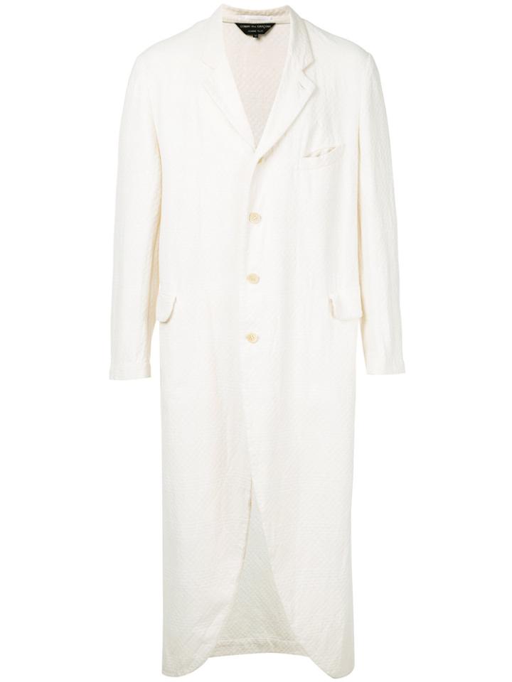 Comme Des Garçons Vintage Long Textured Coat - White