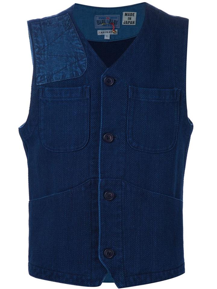 Blue Blue Japan Patch Pocket Vest, Men's, Size: Large, Cotton/linen/flax