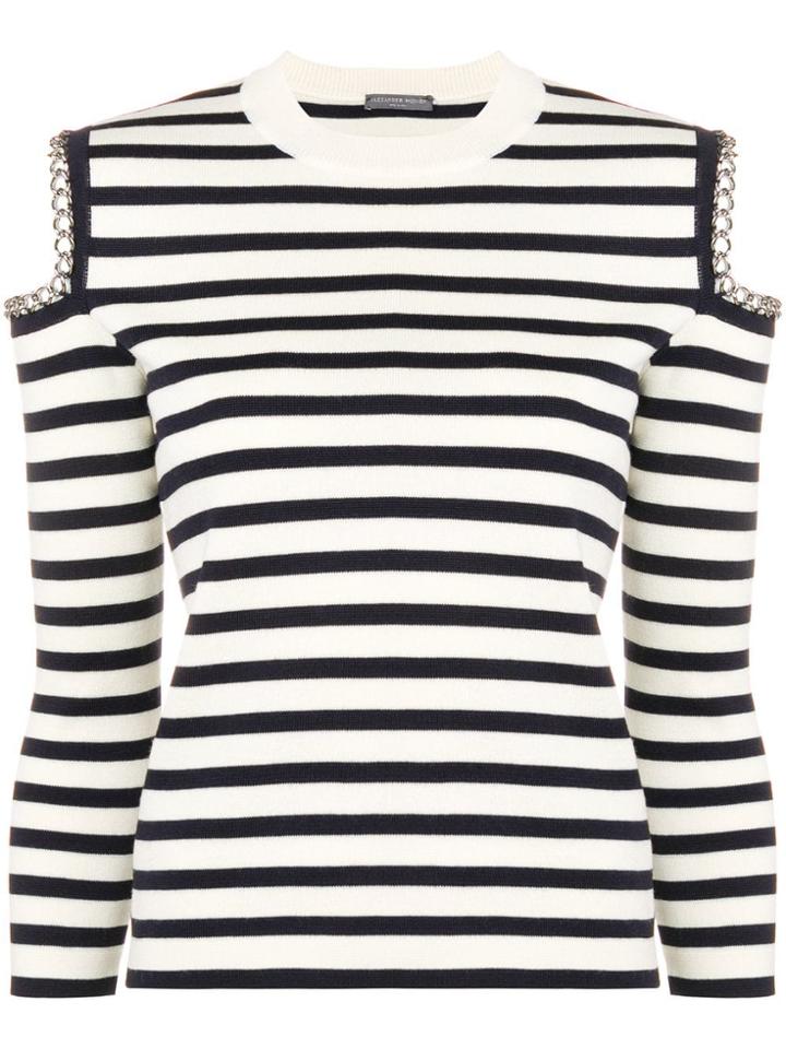 Alexander Mcqueen Chain-embellished Striped Jumper - Neutrals