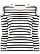 Alexander Mcqueen Chain-embellished Striped Jumper - Neutrals