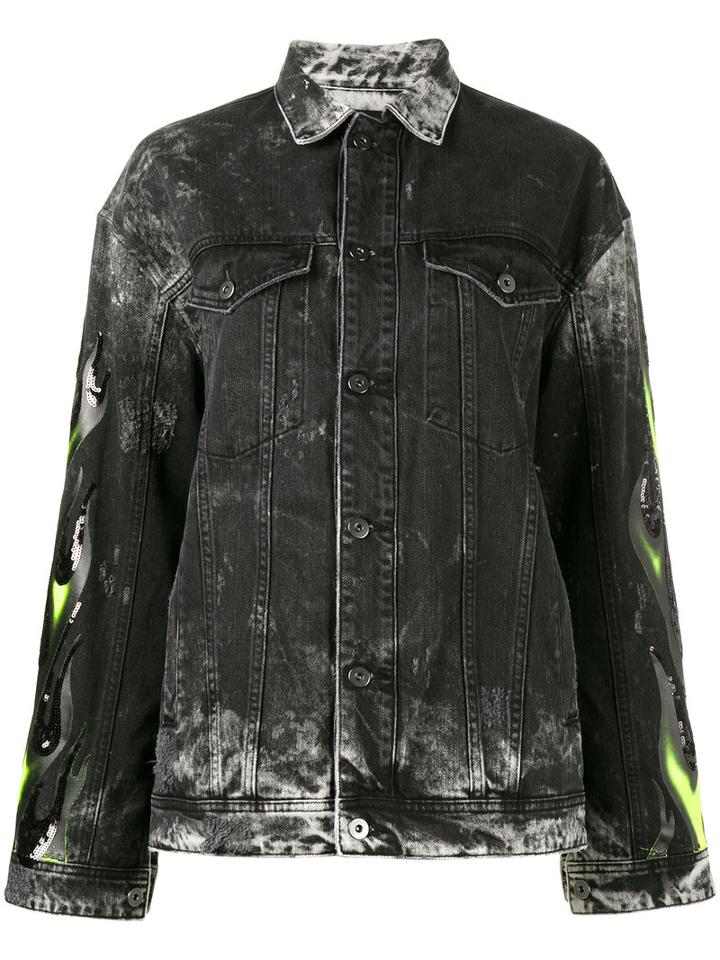 Filles A Papa Renegade Embellished Denim Jacket, Women's, Size: 2, Black, Cotton