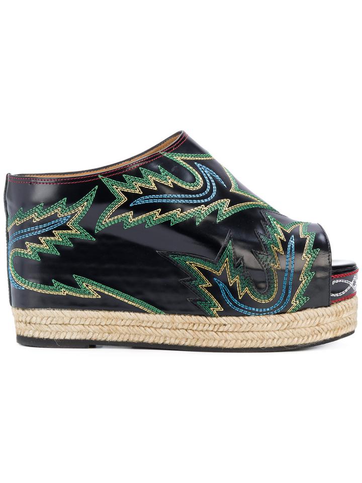 Toga Pulla Embroidered Platform Espadrilles - Black