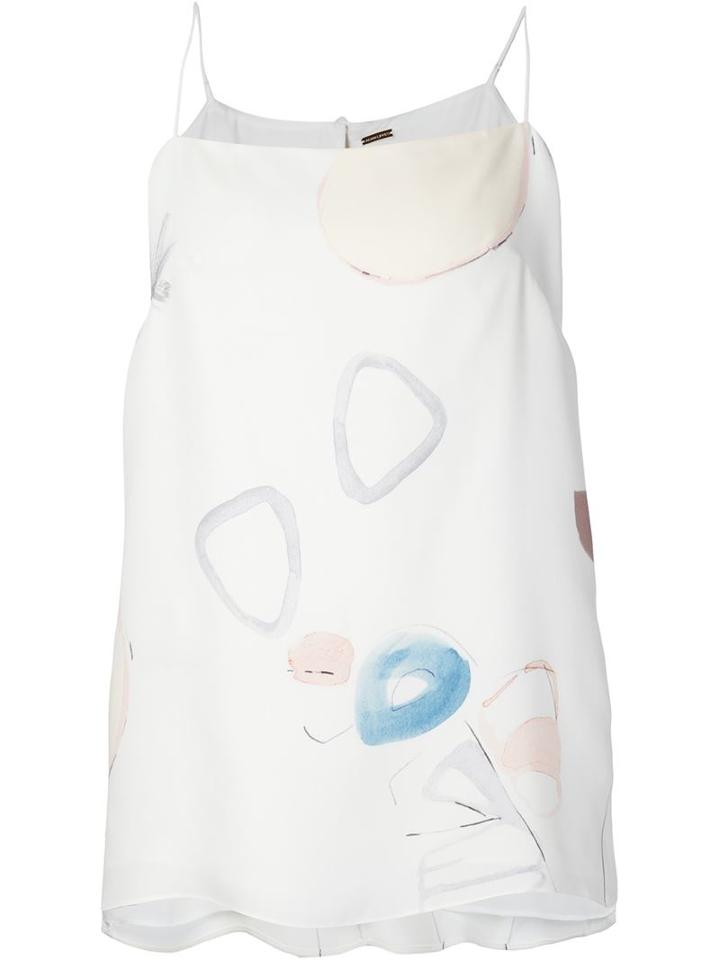 Adam Lippes Printed Silk Vest, Women's, Size: 4, White, Silk