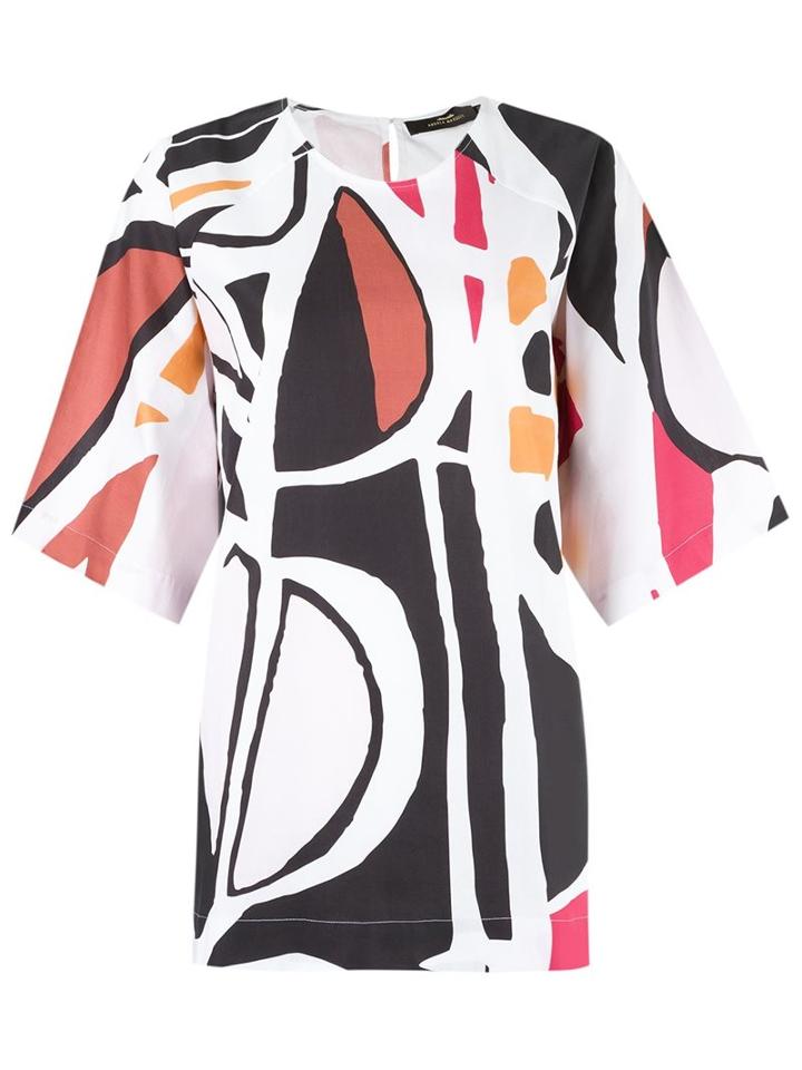 Andrea Marques Printed Blouse, Women's, Size: 42, White, Cotton