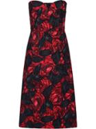 Prada Dark Rose Print Cady Dress - Red