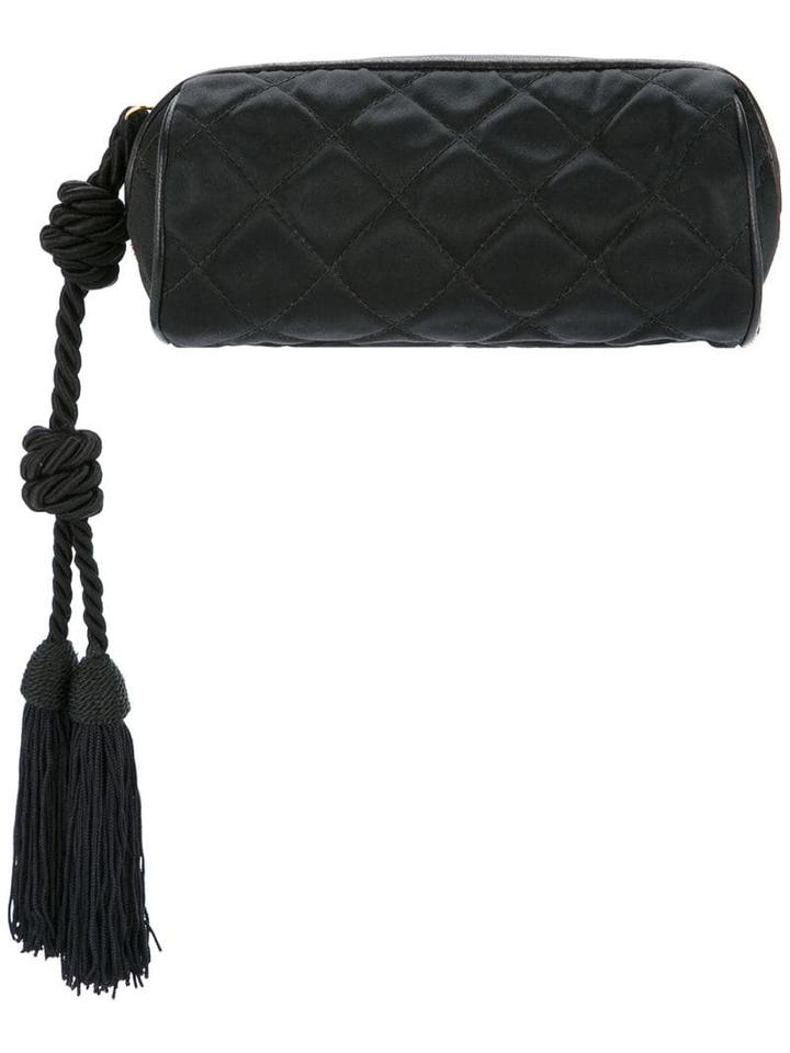 Chanel Pre-owned Tassel Detail Quilted Clutch - Black