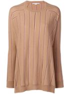Stella Mccartney Striped High-low Hem Jumper - Neutrals
