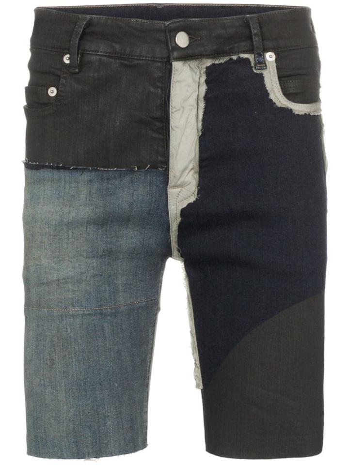 Rick Owens Denim Patchwork Shorts - Blue