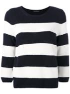 Luisa Cerano - Side Slit Striped Jumper - Women - Cotton/acrylic/polyester/viscose - 44, Blue, Cotton/acrylic/polyester/viscose
