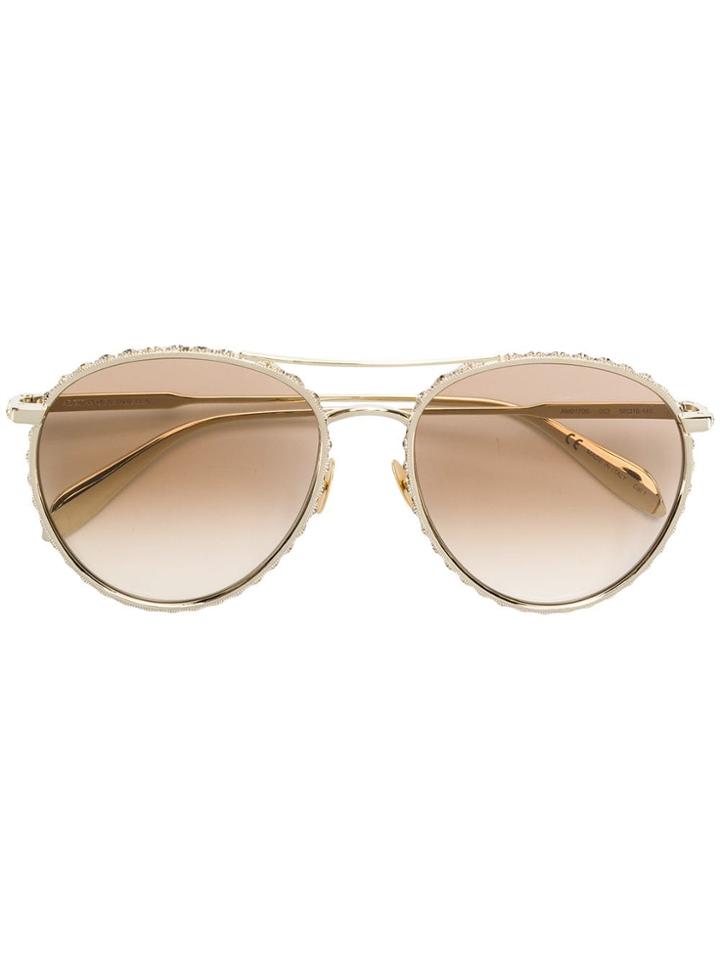 Alexander Mcqueen Eyewear Crystal Embellished Sunglasses - Gold