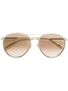 Alexander Mcqueen Eyewear Crystal Embellished Sunglasses - Gold