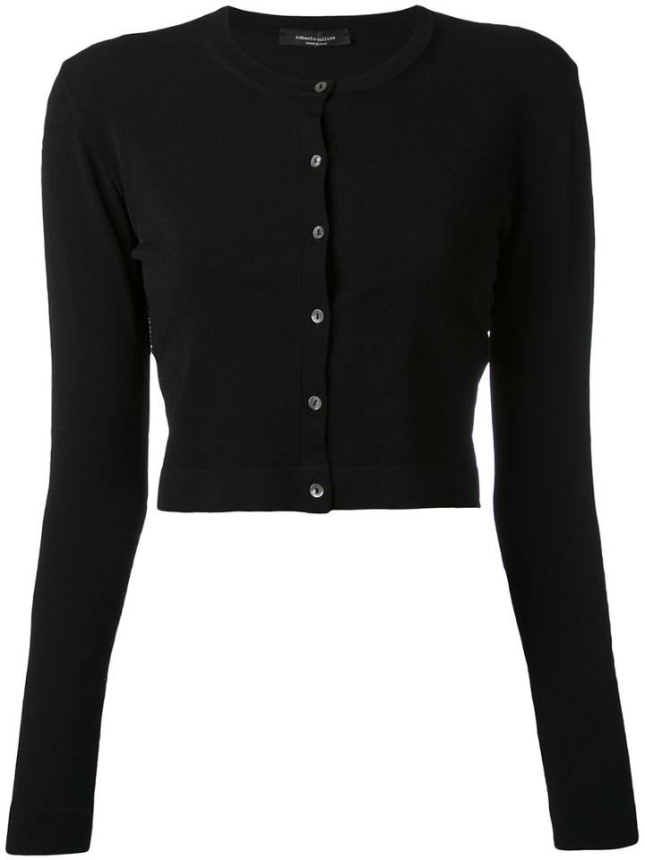 Roberto Collina - Cropped Cardigan - Women - Polyester/viscose - L, Black, Polyester/viscose