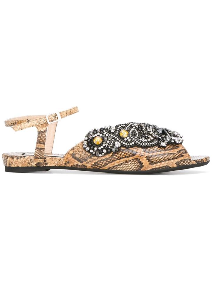 No21 Snakeskin Effect Sandals - Nude & Neutrals